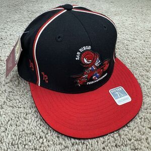 San Diego Conquistadors ABA Hat Reebok HWC Fitted 7 1/4‎ Black Red Logo Vtg Cap